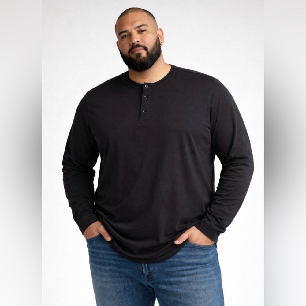 Zyia Active Black Long Sleeve Henley Top Casual Office Vacation Fall Winter